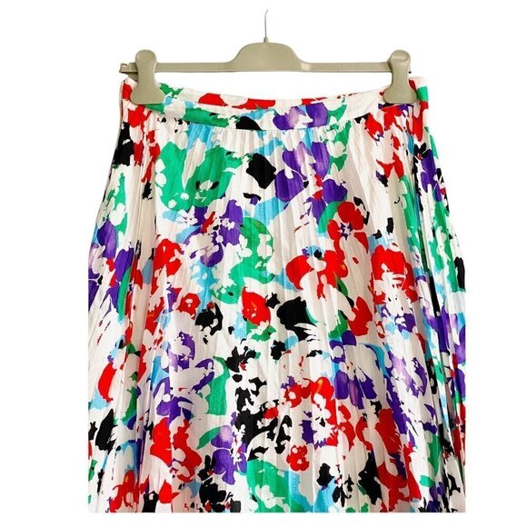Tanya Taylor Jeana Midi Skirt, Multi Color Printed Soft Pleats, Size 10, NWT - Picture 7 of 10